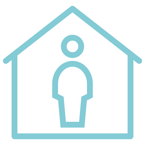 Icon of a person at home representing in-home disability support
