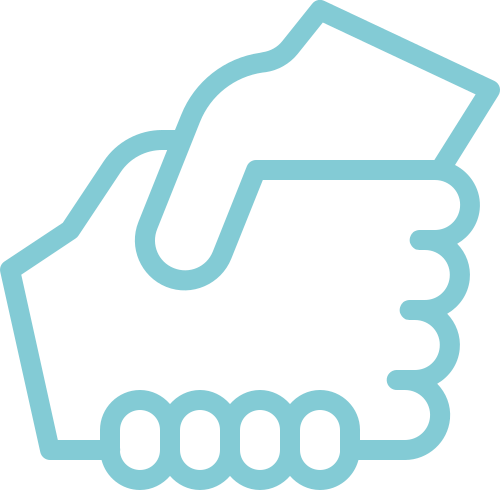 Handshake icon representing trusted support services
