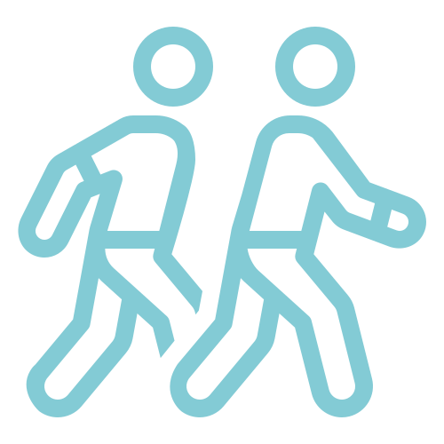 Two people walking icon representing social outings